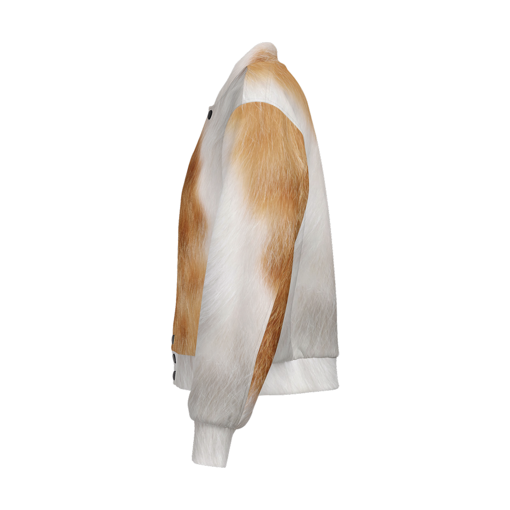 Orange & White Cat Bomber Jacket