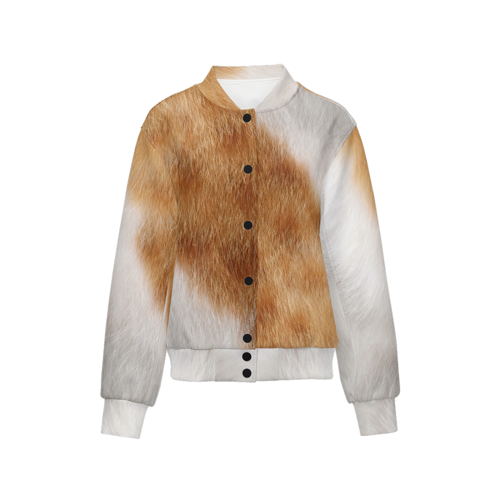 Orange & White Cat Bomber Jacket