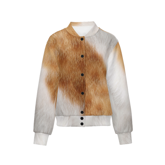 Orange & White Cat Bomber Jacket