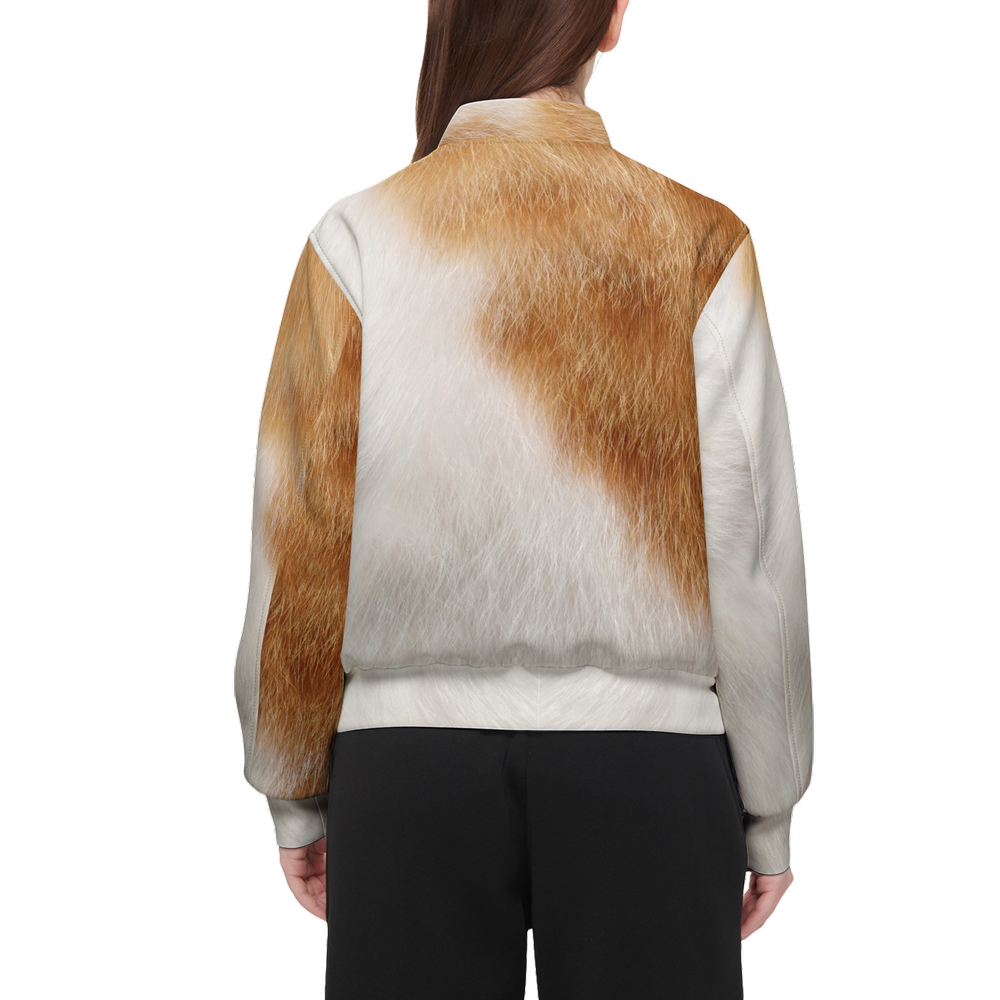 Orange & White Cat Bomber Jacket