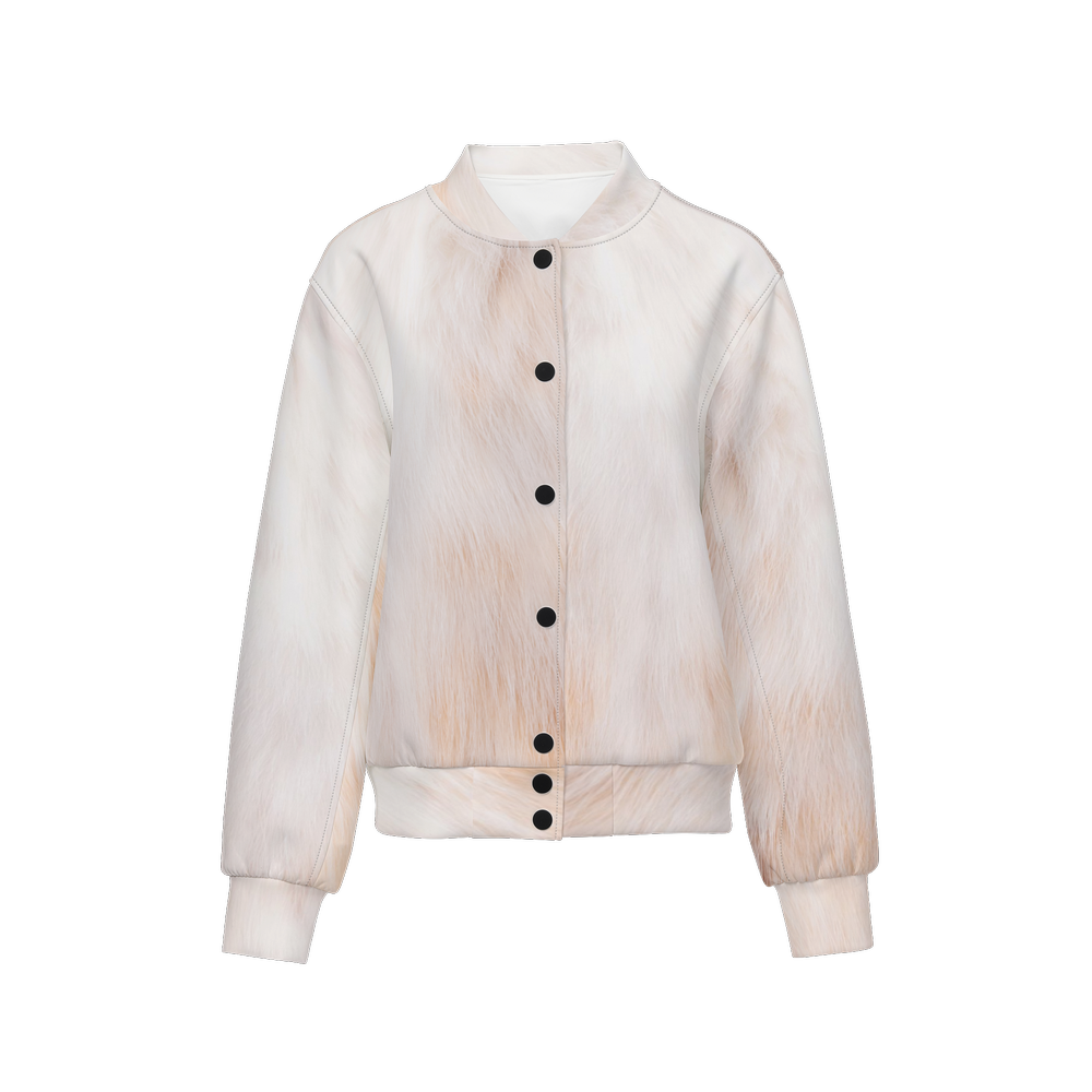 Cream Cat Bomber Jacket