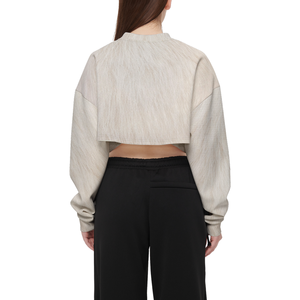 White Cat Cropped Crewneck Sweatshirt