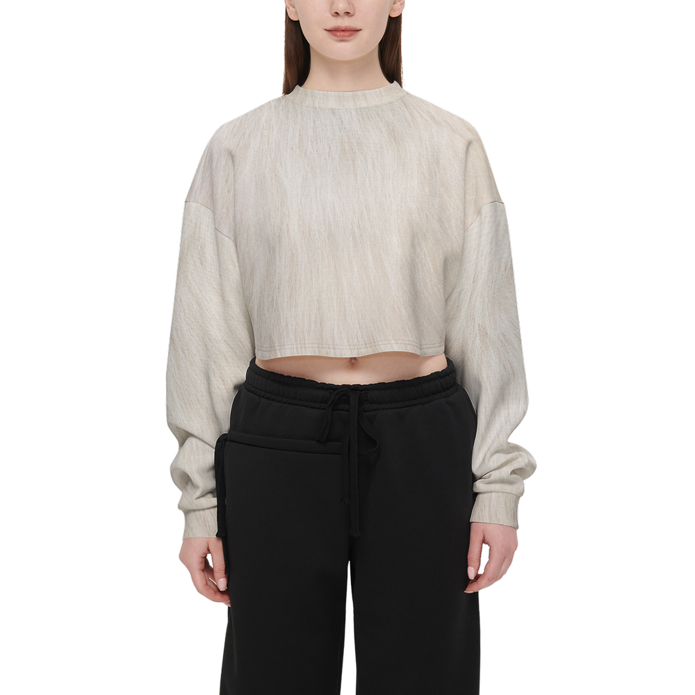 White Cat Cropped Crewneck Sweatshirt