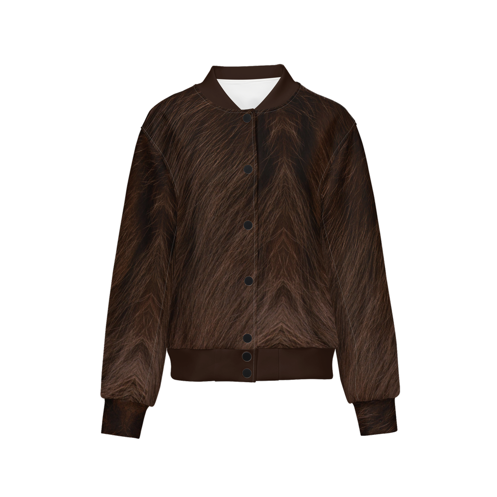 Havana Brown Cat Bomber Jacket