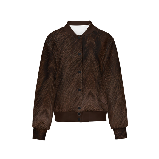 Havana Brown Cat Bomber Jacket