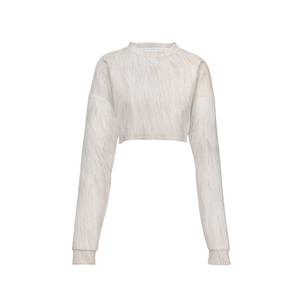 White Cat Cropped Crewneck Sweatshirt