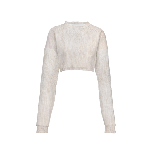 White Cat Cropped Crewneck Sweatshirt