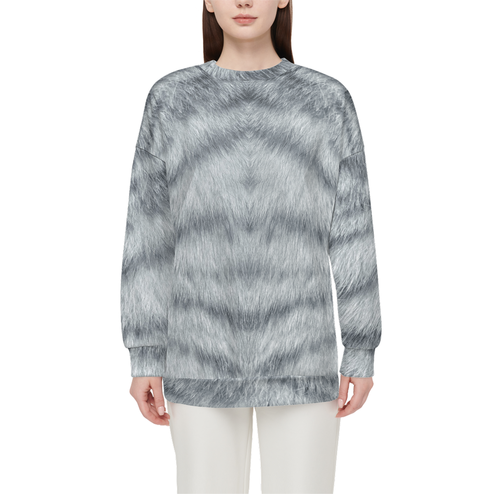 Silver Tabby Women's Relaxed Fit Crewneck Sweatshirt