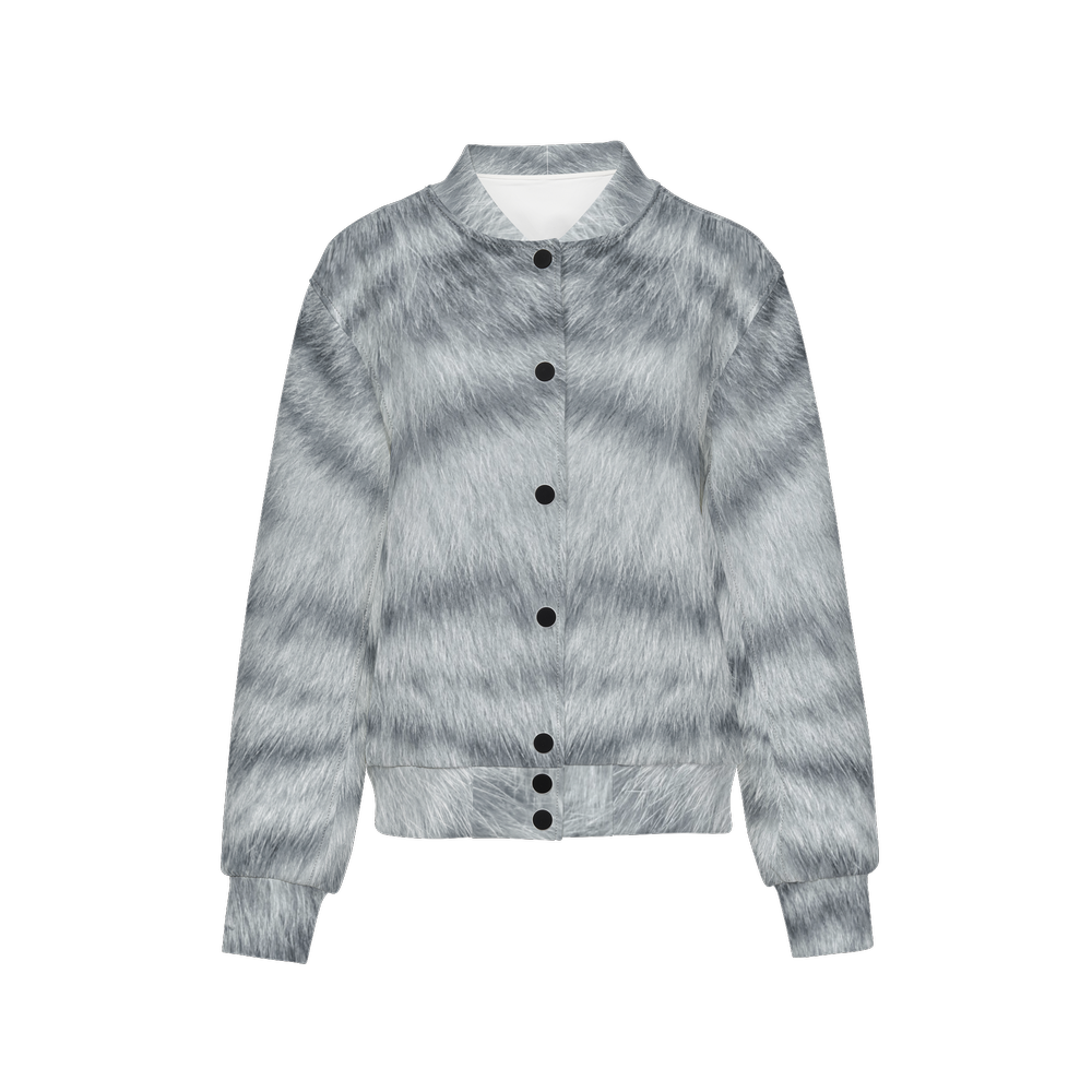 Silver Mackerel Tabby Cat Bomber Jacket