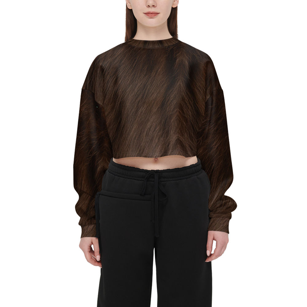 Havana Brown Cropped Crewneck Sweatshirt