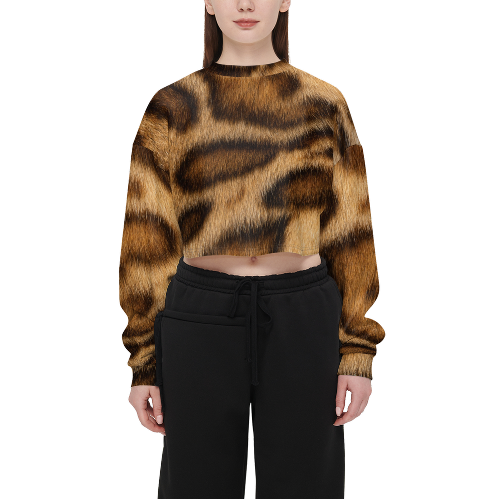 Rosetted Bengal Cropped Crewneck Sweatshirt