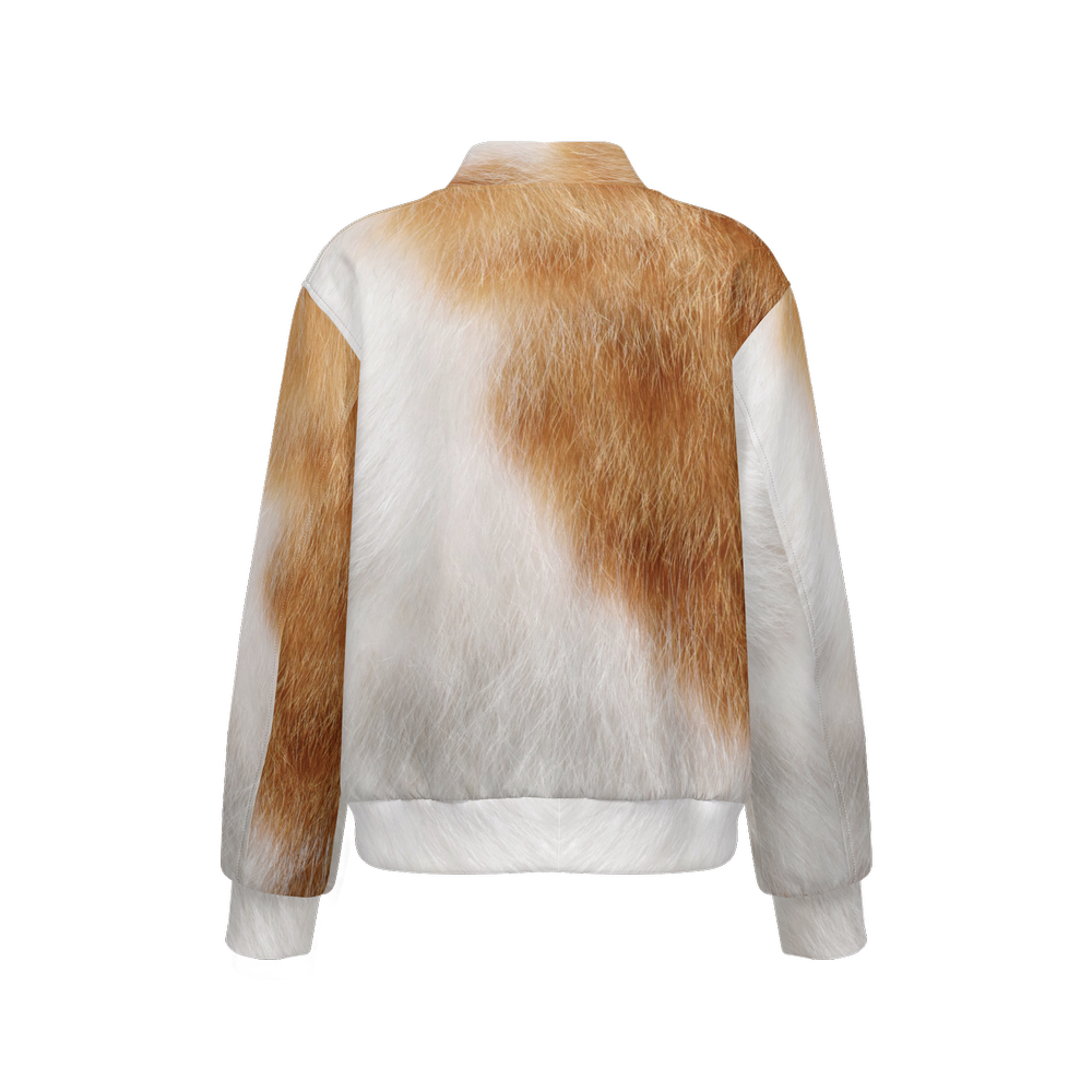 Orange & White Cat Bomber Jacket