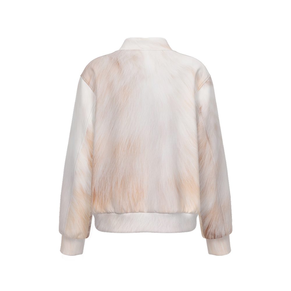 Cream Cat Bomber Jacket