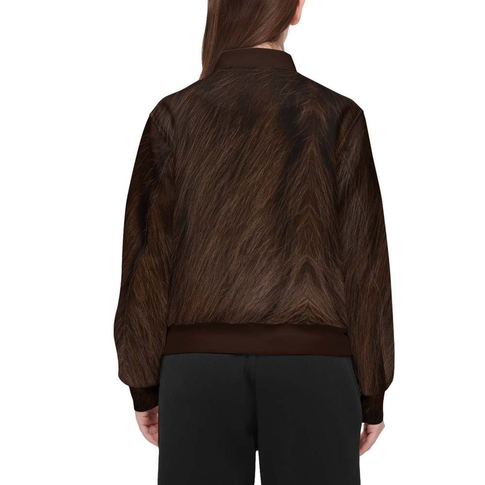 Havana Brown Cat Bomber Jacket