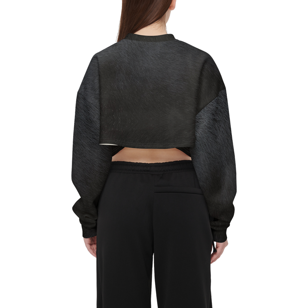 Black Cat Cropped Crewneck Sweatshirt