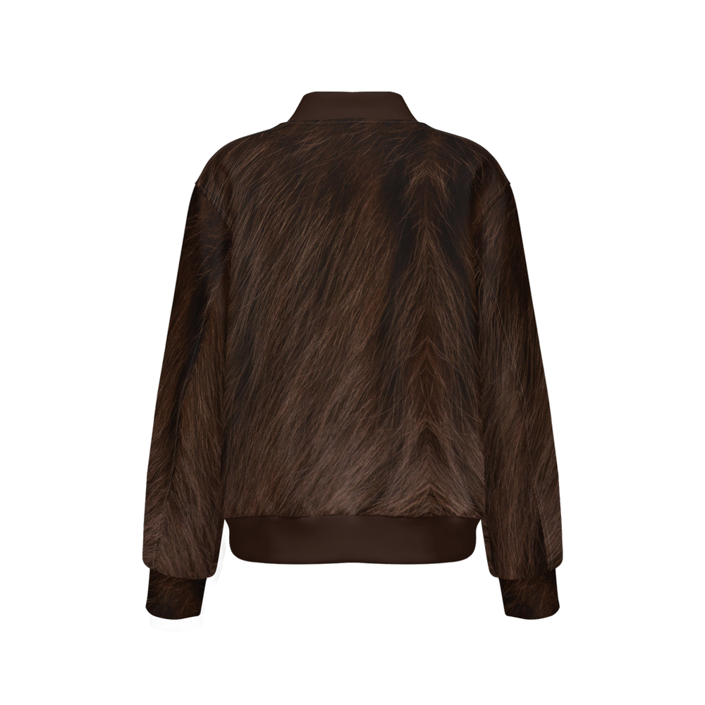 Havana Brown Cat Bomber Jacket