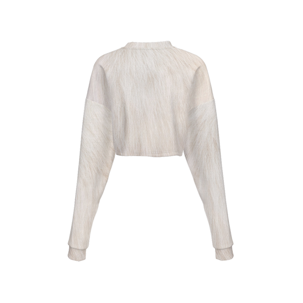 White Cat Cropped Crewneck Sweatshirt