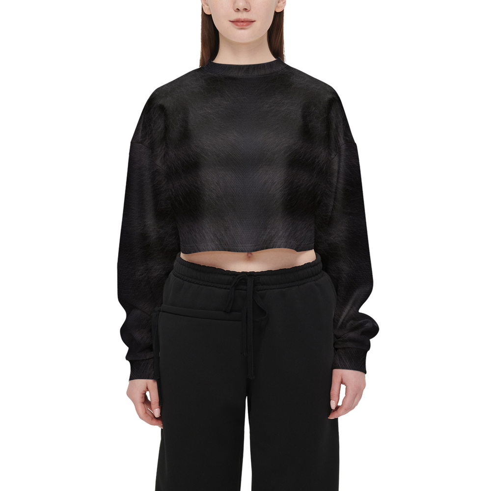 Black Tabby Cropped Crewneck Sweatshirt