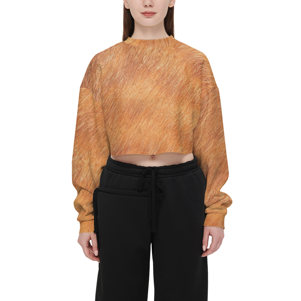 Orange Tabby Cropped Crewneck Sweatshirt